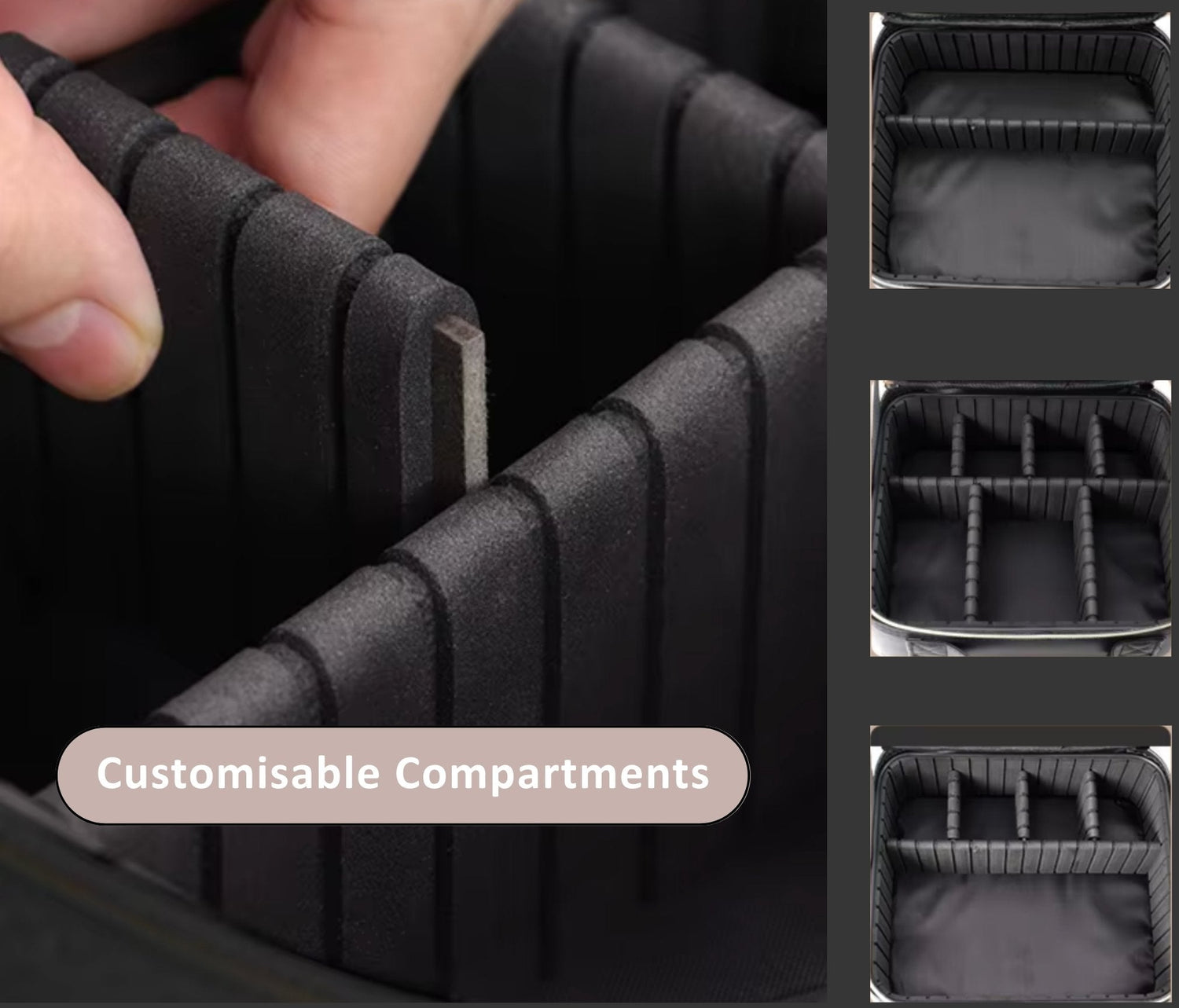 ILLUMake Carry Case - Diagram showing customisable compartments - Beauty Box Shop