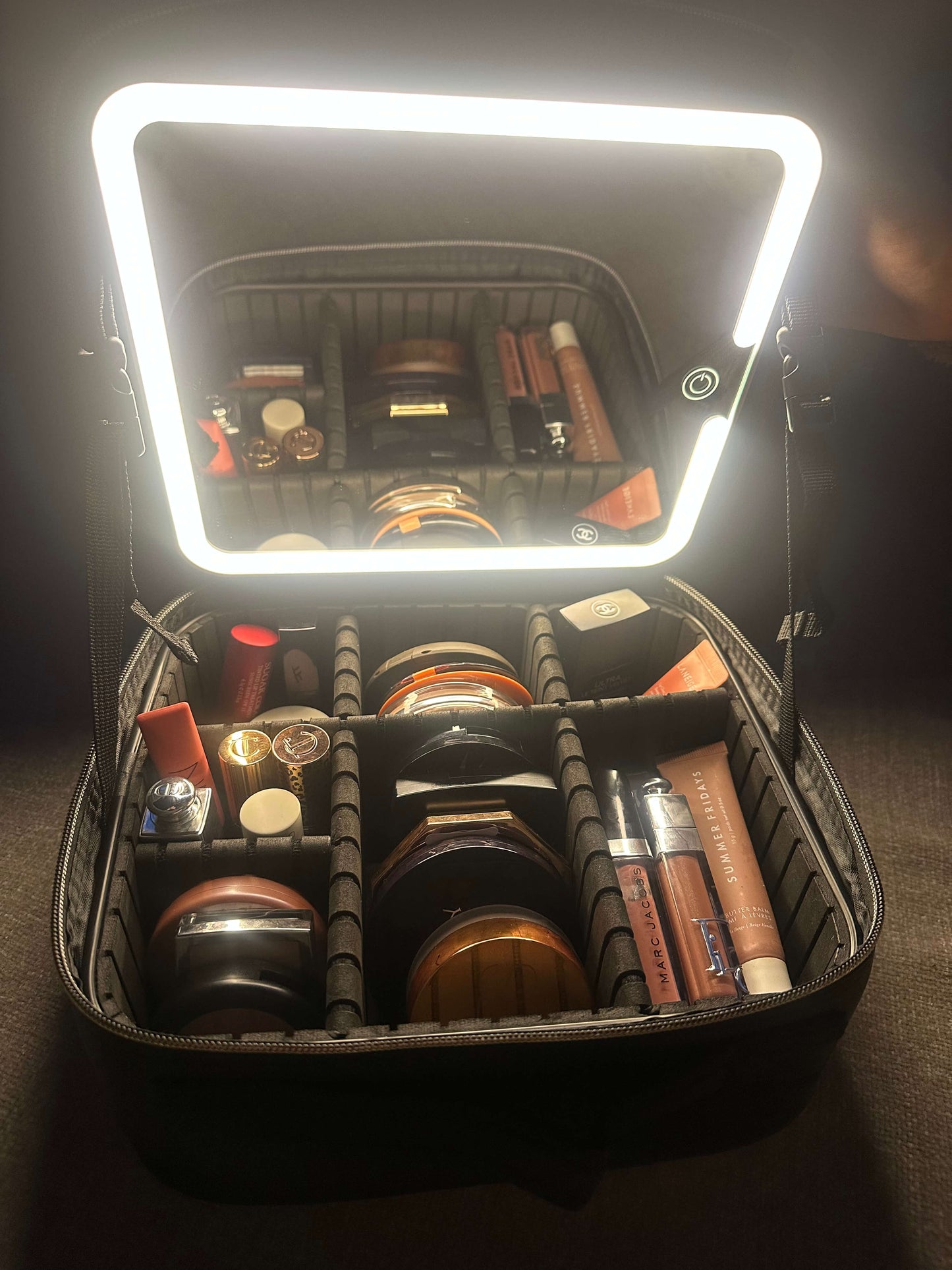 ILLUMake Carry case - Open showcasing makeup and lighting - Beauty Box Shop