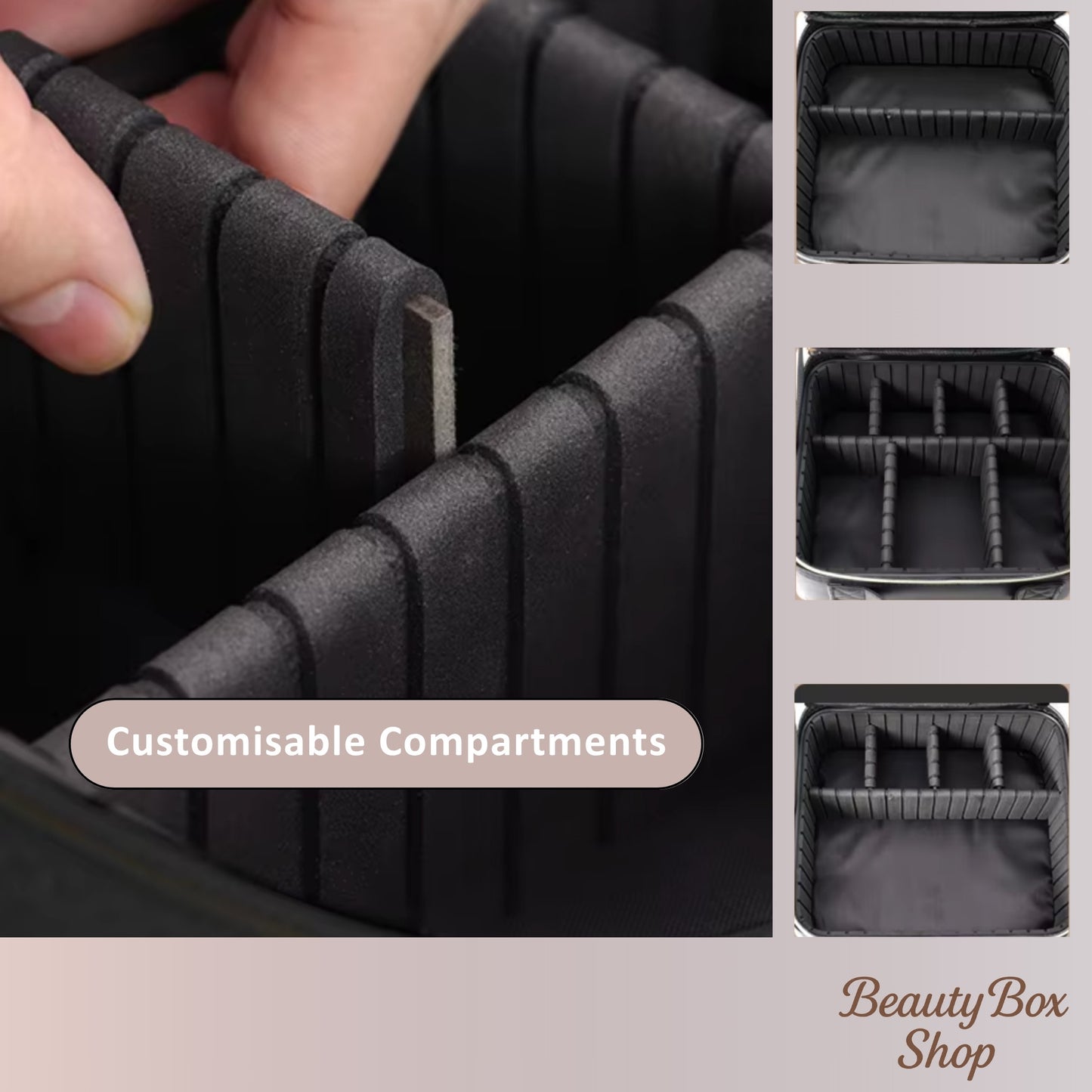 ILLUMake Carry Case - Diagram showing customisable compartments - Beauty Box Shop