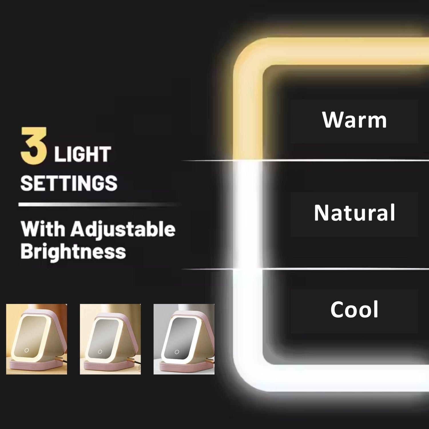 Glow & Go - diagram showing LED temperature settings - Beauty Box Shop