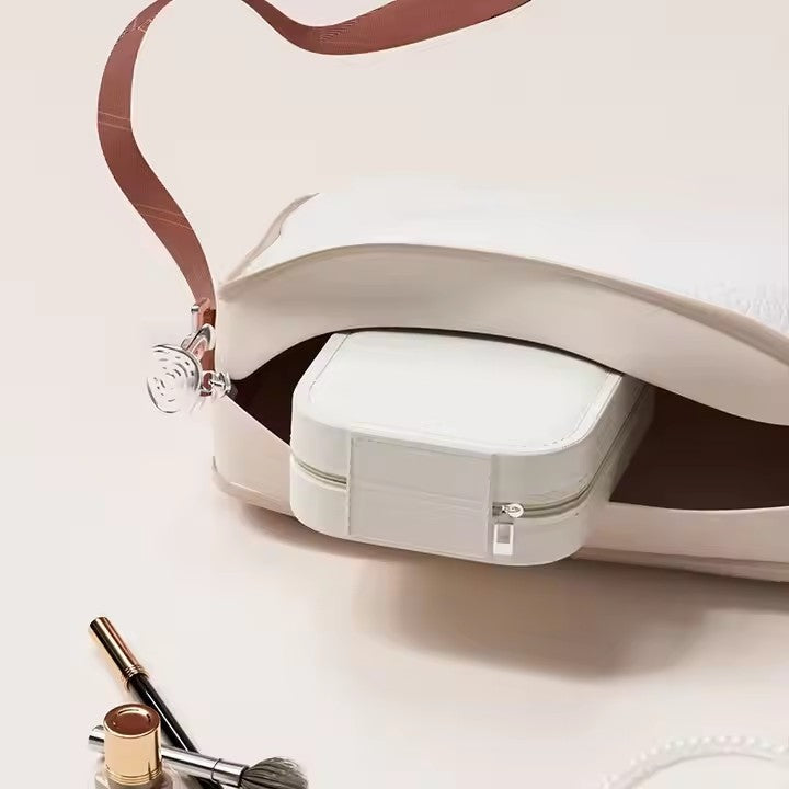 Glow & Go White - photo of case in pag to showcase the portability of the case - Beauty Box Shop