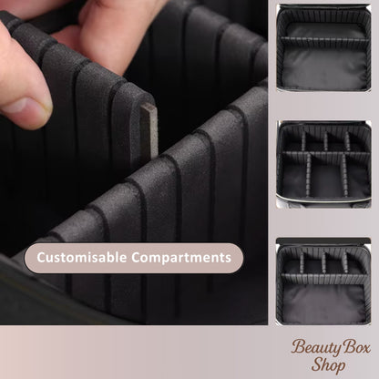 ILLUMake Carry Case - Diagram showing customisable compartments - Beauty Box Shop